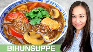 REZEPT Bihunsuppe  asiatische Hühnersuppe mit Glasnudeln  indonesische Nudelsuppe  sauer scharf [upl. by Shaughnessy]