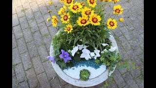 DIY Dekorierte Blumenschale aus BetonConcrete FlowerpotsPlanters Beton Çiçeklikler  Saksılar [upl. by Aiuqenehs659]