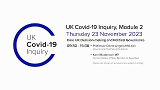 UK Covid19 Inquiry  Module 2 Hearing PM  23 November 2023 [upl. by Keryt]