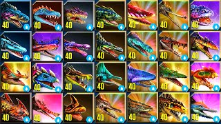 ALL SUPERSAURUS AMPHIBIANS MAX LEVEL 40 TOURNAMENT  JURASSIC WORLD THE GAME [upl. by Ursala]