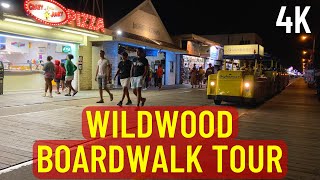 Walking the Wildwood Boardwalk at Night  2023 4K [upl. by Justis]