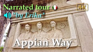 The Appian Way  Via Appia Rome Italy【Narrated Walking Tour】Floating Captions  4K [upl. by Ainehs]