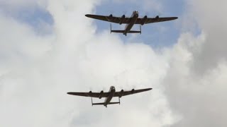 Two Lancaster Bombers fly together for first time in 50 years [upl. by Yromas723]