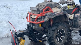 Can Am 850 Xmr plowing snowAlpine Flex Plow [upl. by Eitac]