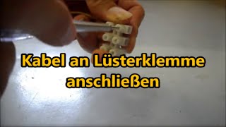 Anleitung Kabel richtig an Lüsterklemme anschließen Lüsterklemme verdrahten benutzen [upl. by Ardnasirhc]