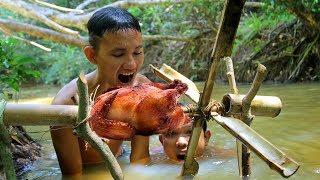 Primitive Cooking Restored Chicken by Waterwheel  Factory Food Primitive  Wilderness Life [upl. by Roque]