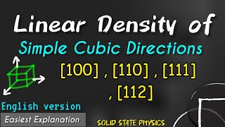 Linear density of simple cubic directions 100 110 111 112 detailed Simple Cubic [upl. by Nnaira347]