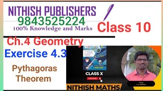 Class 10 Ch 4 Geometry Pythagoras Theorem Nithish publisher 9843525224 [upl. by Tewell]