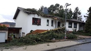 Unwetter durch Sturmtief Burglind Bäume umgestürzt Flutwelle in Kaufungen [upl. by Un]