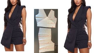 How to make an Overlap Playsuit  Romper  Wrap Jumpsuit  Romper [upl. by Enitsyrhc515]