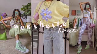 cute amp aesthetic clothing haul  outfit ideas 🍭 [upl. by Vergne61]