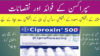 What are Uses and Adverse Drug Reactions of Ciproxin ciprofloxacin500 mg tablet in UrduHindi [upl. by Einalem]