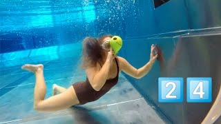 Can I blow up a BALLOON UNDERWATER  Underwater Nobsi Swimming VLOGMAS DAY 24 [upl. by Eisor201]