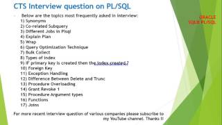 Cognizent interview questions on SQL and PLSQL [upl. by Gray327]