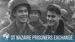 American amp German Prisoners Exchange At St Nazaire 1944  British Pathé [upl. by Fern]