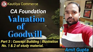 CA Foundation  Partnership  Valuation of Goodwill  Concept Building  illustration 1 amp 2 [upl. by Kitchen]