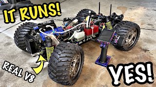 V8 ENGINE RC CAR BUILD PART 3  4WD MONSTER TRUCK WITH 3 SPEED TRANSMISSION [upl. by Esorylime768]