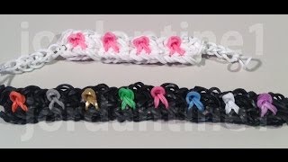 New Breast Cancer Awareness Ribbon Bracelet  Advanced  Rainbow Loom Crazy Loom Bandaloom [upl. by Champaigne252]