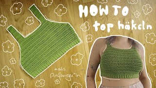 HOW TO Top häkeln english subtitles  als Anfängerin  crochet tutorial [upl. by Tan]