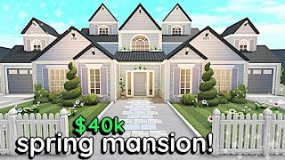 40k Bloxburg Spring MANSION 3 Story House Build Tutorial Exterior [upl. by Hadihsar762]