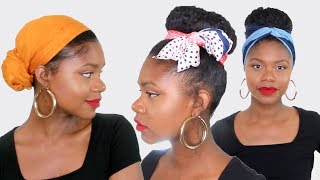 5 TUTO COIFFURE AVEC FOULARD sur cheveux afro  crépus pour cet été [upl. by Siroval]