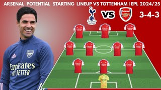 TOTTENHAM VS ARSENAL  Arsenal Potential starting lineup  Premier League 20242025 matchweek 4 [upl. by Akibma]