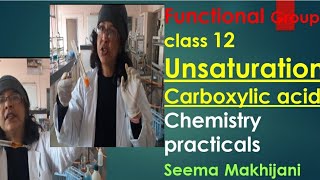 Test for unsaturation amp Test for Carboxylic group Class 12 Chemistry Practicals by Seema Makhijani [upl. by Atinrahs]