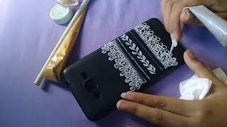 Tutorial henna phone case  cara buat hiasan hp dengan henna craft [upl. by Granthem]