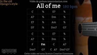 All of Me 180 bpm  Gypsy jazz Backing track  Jazz manouche [upl. by Darooge]