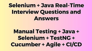 SDET Real Time Interview Questions and Answers  Java  Selenium  TestNG  Cucumber  Agile [upl. by Nnoryt182]