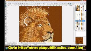 Embird Tutorials African Lion in Satin Stitch Part 2 [upl. by Sik]