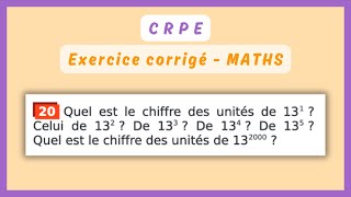 Exercice corrigé  LES PUISSANCES — MATHS CRPE [upl. by Yblek585]