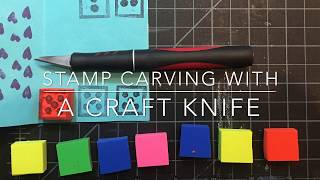 Stamp carving without lino cutting tools using a craft knife  funny voiceover [upl. by Holder]