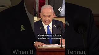 Democrat representative holds war criminal sign at Netanyahu address [upl. by Lashoh676]