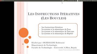 Cours 06  Instructions Itératives Pour Tantque et Répéter [upl. by Drwde206]