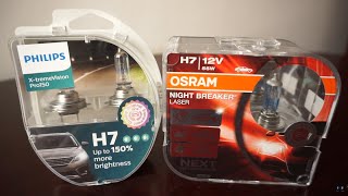 Philips XtremeVision Pro150 vs OSRAM Night Breaker LASER NEXT GENERATION [upl. by Ern]