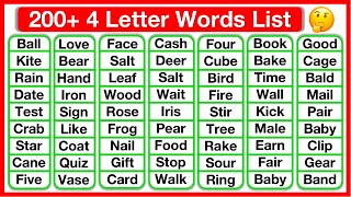 200 Four Letter Words List 🤔  Phonics lesson  Reading Words Lesson  Learn with examples [upl. by Ahseia]