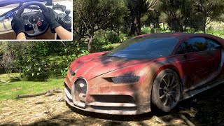 Rebuilding Wrecked BUGATTI CHIRON  Forza Horizon 5 Gameplay  Steering Wheel  Shifter [upl. by Reffinnej]