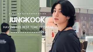 JUNGKOOK HAVING HIS BEST TIME IN QATAR SHOPPING AND INTERACTING WITH FANS [upl. by Raynata241]