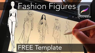 Sketch croquis on Procreate  fashion illustration tutorial  FREE PROCREATE TEMPLATE [upl. by Aicenav]