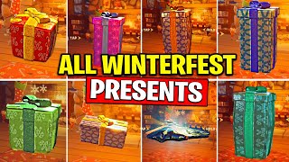 All 14 Winterfest Presents  Winterfest Fortnite ALL GIFTS [upl. by Yevoc]