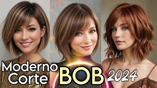 CABELLO DE MODA 2024 ESTILO BOB en Todas sus Versiones Ideal para MUJERES de toda edad Moda Mujer [upl. by Kulseth127]