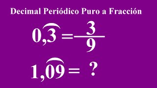 PASAR DECIMAL PERIÓDICO PURO A FRACCIÓN FÁCIL Y RÁPIDO [upl. by Ahsekam]