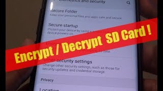 Samsung Galaxy S9 How to Encrypt  Decrypt SD Card [upl. by Veriee]