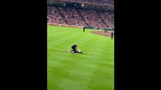 Baseball Fan Invades Field and Performs Spectacular Backflip Before Getting Tased by Security [upl. by Rogerio]