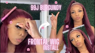 THE PERFECT RED 🍇 PLUM HAIR COLOR❕🙅🏽‍♀️ COLORED 🔮 INSTALL FT  UNICE HAIR 99J WIG 🌸✨ [upl. by Adrial]