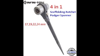 4 in 1 Scaffolding Ratchet Podger Spanner 17192224 mm PRW 17294 INFINITOOLS [upl. by Ennahs157]