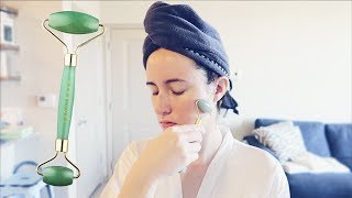 I Tried Jade Rolling for 30 Days  Does it Work  HERBIVORE Jade Facial Roller [upl. by Maribel]