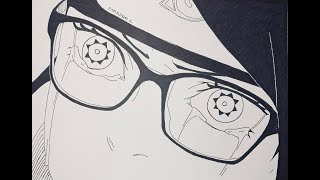 How To Draw Saradas Mangekyou Sharingan  Easy Steps  Manga drawing [upl. by Reyam]