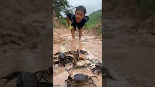 Survival Skills single mom with a lot of crabs🦀🦀in forest singlemom survival camping outdoors [upl. by Yenrab]